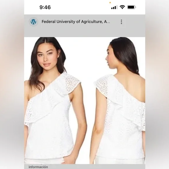 Lilly Pulitzer White Asymmetrical Flutter Sleeve Blouse - Picture 4 of 4